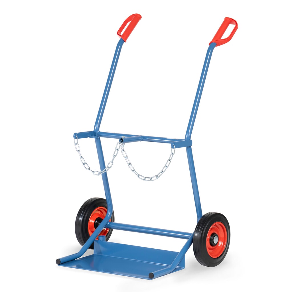 fetra® Stahlflaschen-Karre, für 2 Stahlflaschen à 20 Liter, Vollgummi-Bereifung Produktabbildung: fetra® Stahlflaschen-Karre, für 2 Stahlflaschen à 20 Liter, Vollgummi-Bereifung