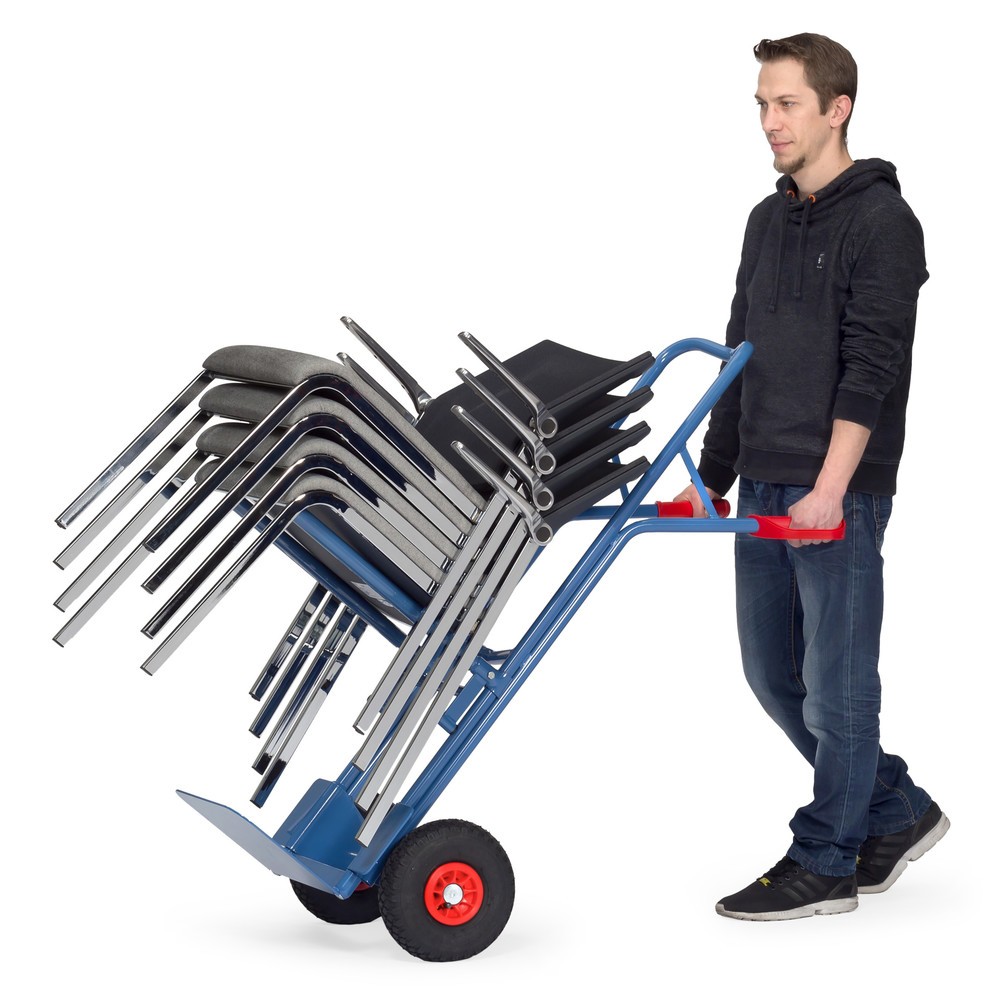 Produktabbildung Nr. 2: fetra® Stuhlkarre aus Stahl, Traggestell anschraubbar, Schaufel BxT 320 x 250 mm, Luft-Bereifung