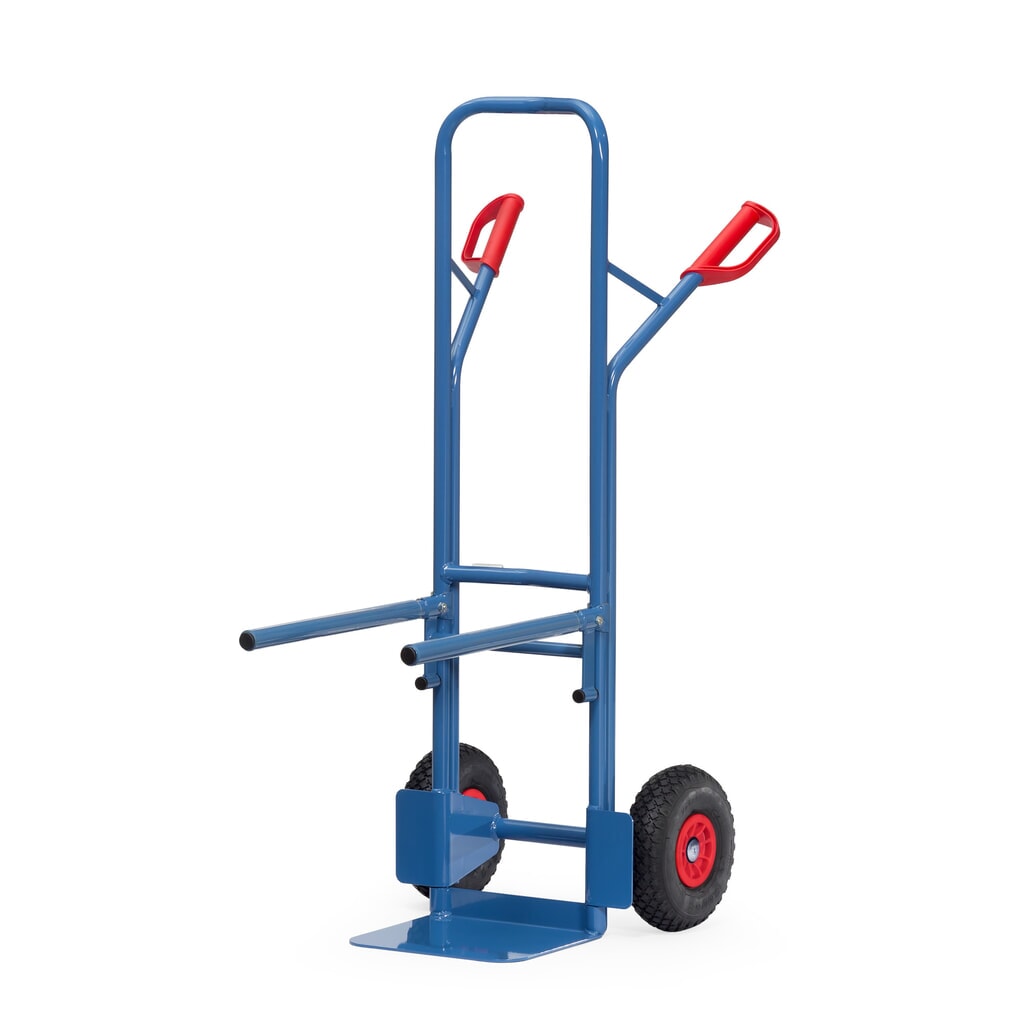 Produktabbildung: fetra® Stuhlkarre aus Stahl, Traggestell anschraubbar, Schaufel BxT 320 x 250 mm, Polyurethan-Bereifung
