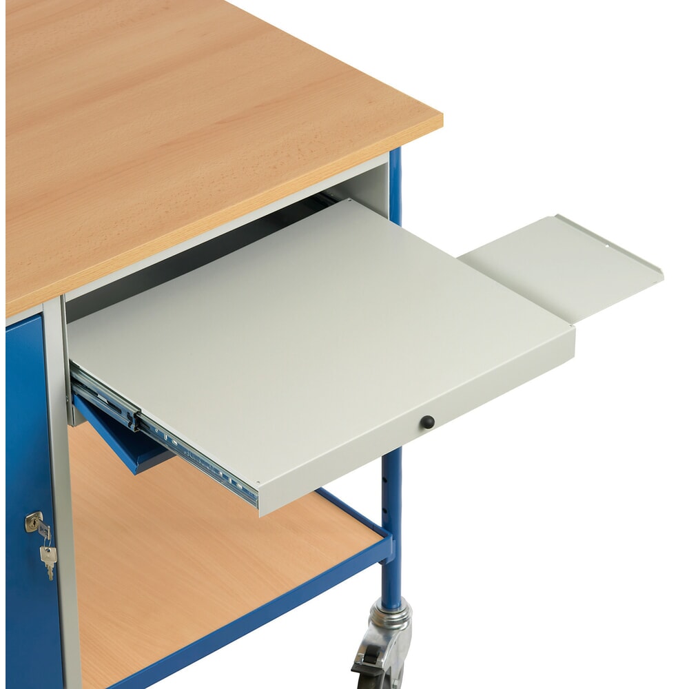 N° de l'image du produit 3 : Table roulante fetra®, capacité de charge 150 kg, 1 armoire en acier, 1 tiroir