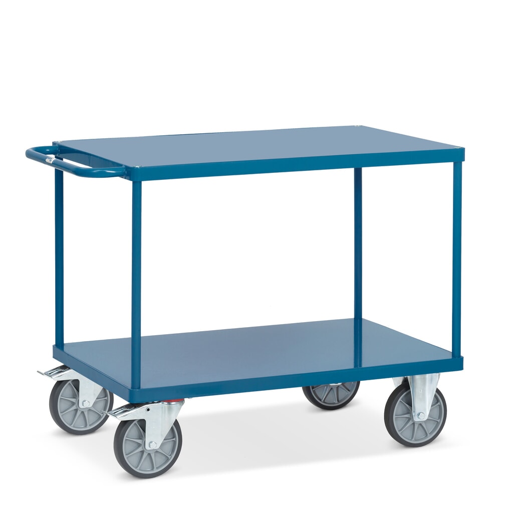 fetra® Tisch- und Montagewagen mit 2 Stahlblechböden à 1.200 x 800 mm Produktabbildung: fetra® Tisch- und Montagewagen mit 2 Stahlblechböden à 1.200 x 800 mm