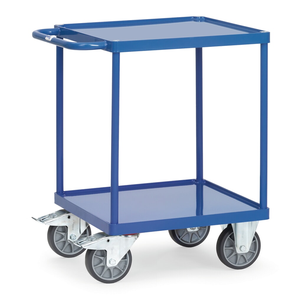 Produktabbildung Nr. 1: fetra® Tisch- und Montagewagen mit 2 Stahlblechwannen, Ladefläche 600 x 600 mm