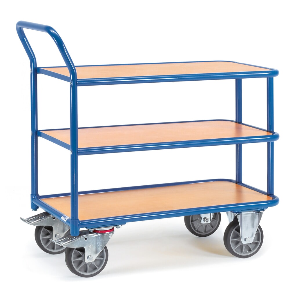 fetra® Tischwagen, TK 400 kg, 3 Etagen à 850 x 500 mm Produktabbildung: fetra® Tischwagen, TK 400 kg, 3 Etagen à 850 x 500 mm