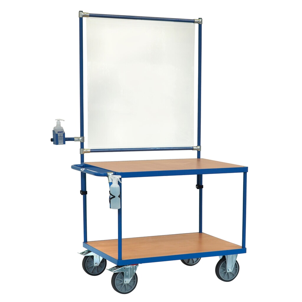 fetra® Tischwagen mit Infektionsschutzausstattung Produktabbildung: fetra® Tischwagen mit Infektionsschutzausstattung