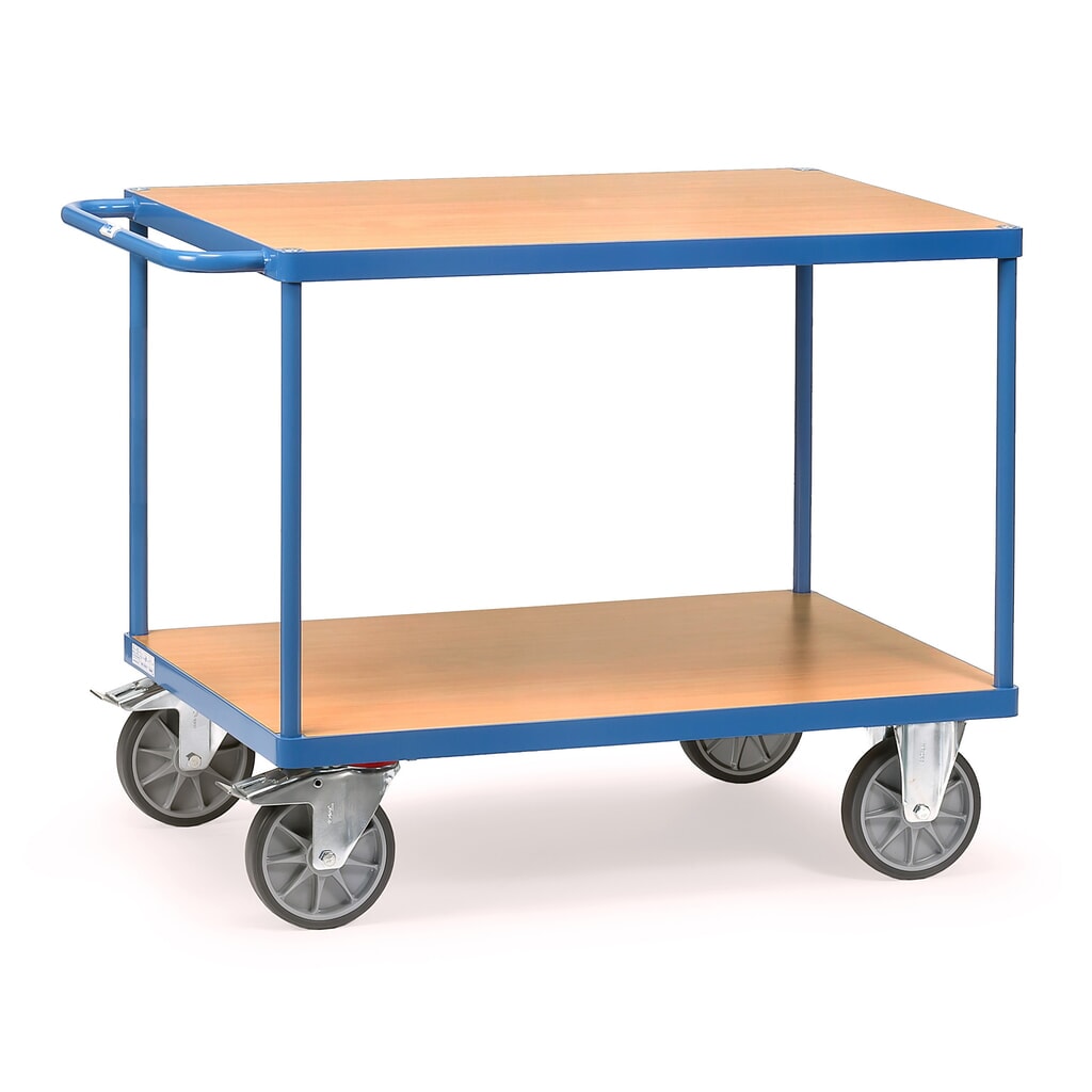 Produktabbildung: fetra® Schwerer Tisch- und Montagewagen, 2 Etagen à 700 x 1.000 mm