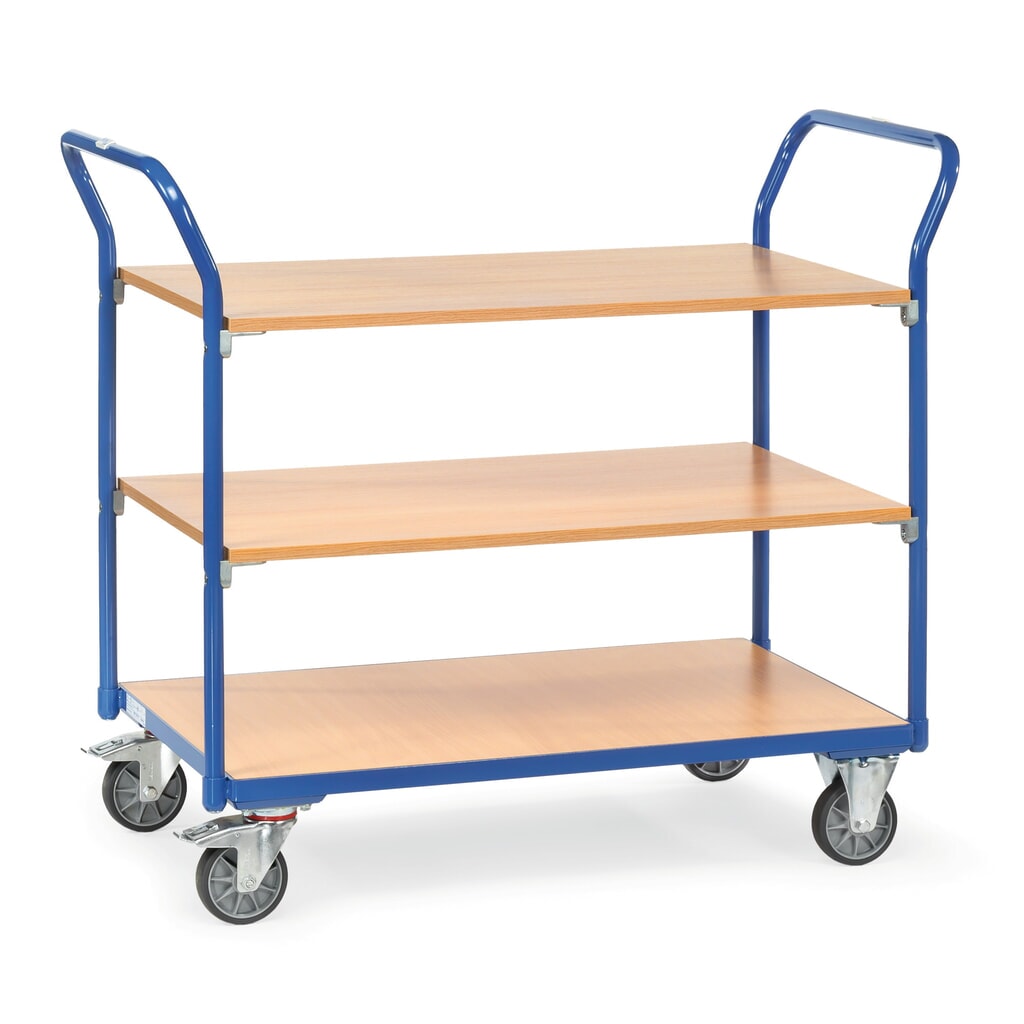 Produktabbildung: fetra® Tischwagen, Tragkraft 300 kg, 3 Etagen à 850 x 500 mm