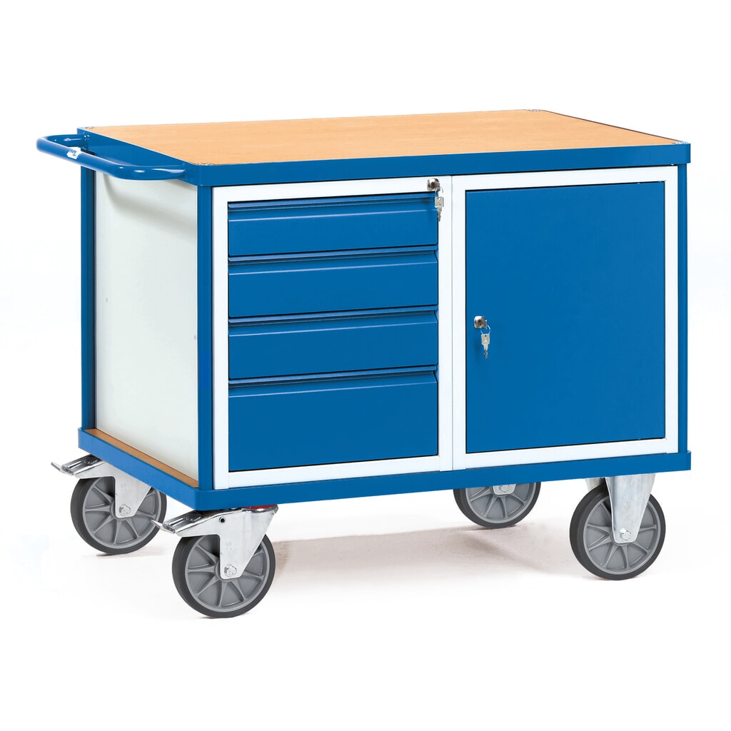 Produktabbildung: fetra® Werkstattwagen, 1 Schrank, 4 Schubladen, HxBxT 900 x 709 x 1.200 mm