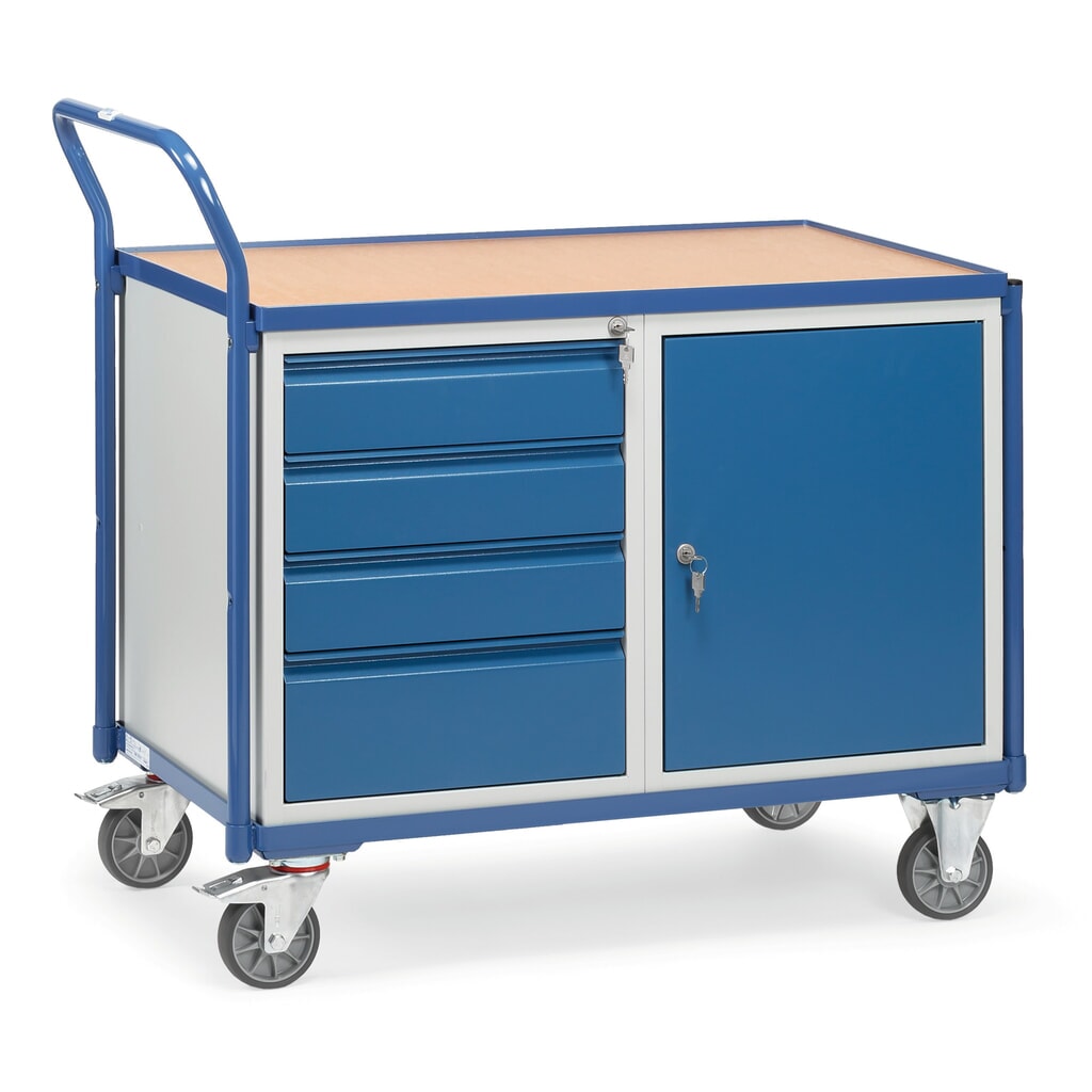 Produktabbildung: fetra® Werkstattwagen, Schrank, 4 Schubladen, TK 300 kg