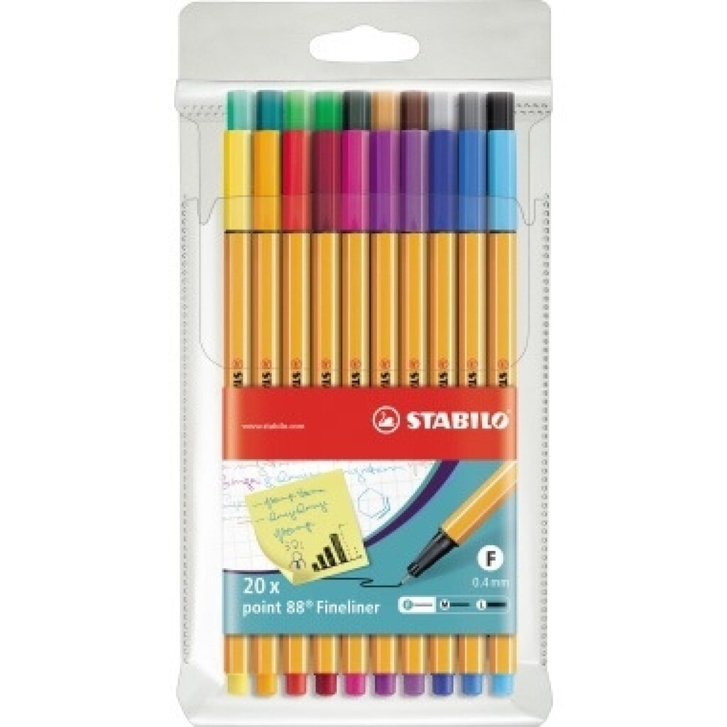 STABILO Fineliner point 88 8820 0,4mm farbig sortiert 20 St./Pack. Produktabbildung: STABILO Fineliner point 88 8820 0,4mm farbig sortiert 20 St./Pack.