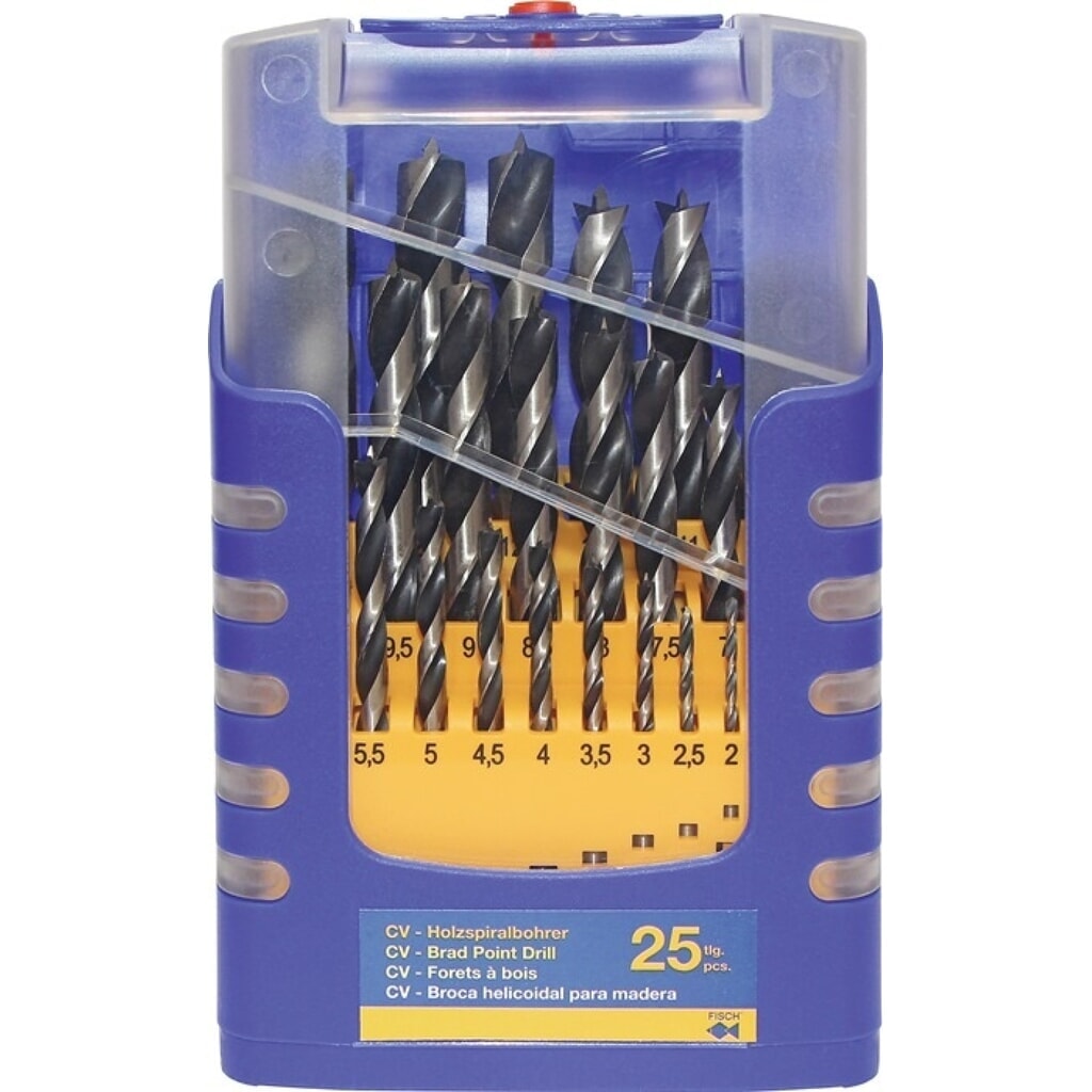 FISCH-TOOLS Holzspiralbohrersatz 012K 25-tlg.D.1-13mm 0,5mm steig.CV-Stahl Produktabbildung: FISCH-TOOLS Holzspiralbohrersatz 012K 25-tlg.D.1-13mm 0,5mm steig.CV-Stahl