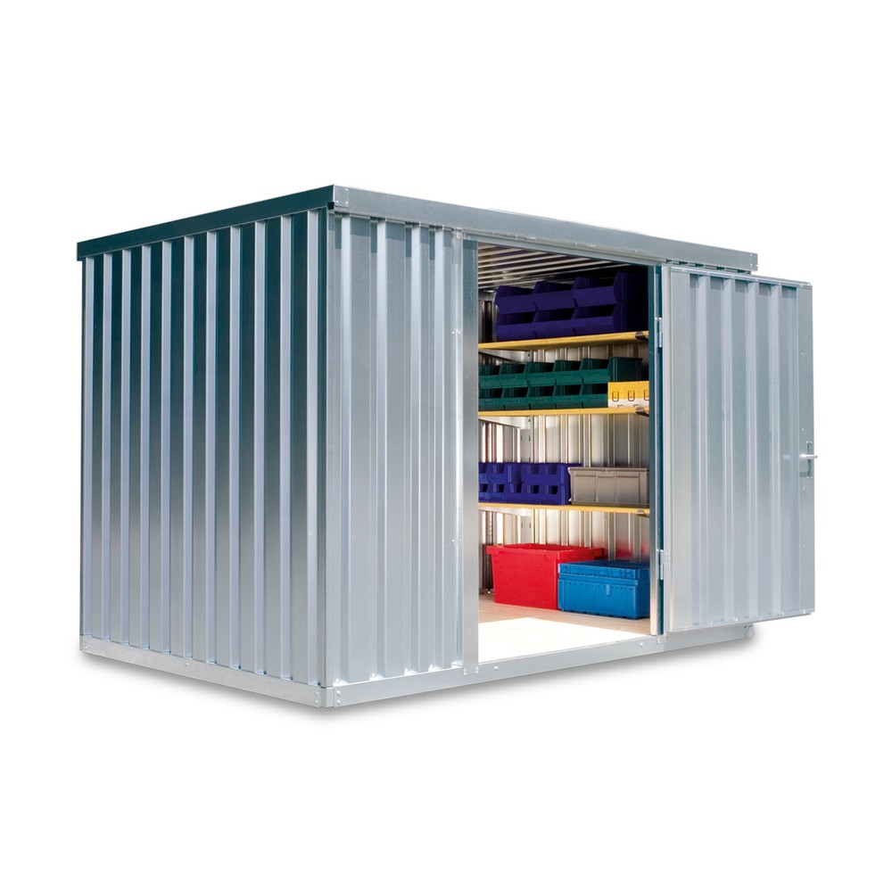 Produktabbildung: FLADAFI® Materialcontainer Einzelmodul, HxBxT 2.150 x 3.050 x 2.170 mm, zerlegt, Holzfußboden, verzinkt