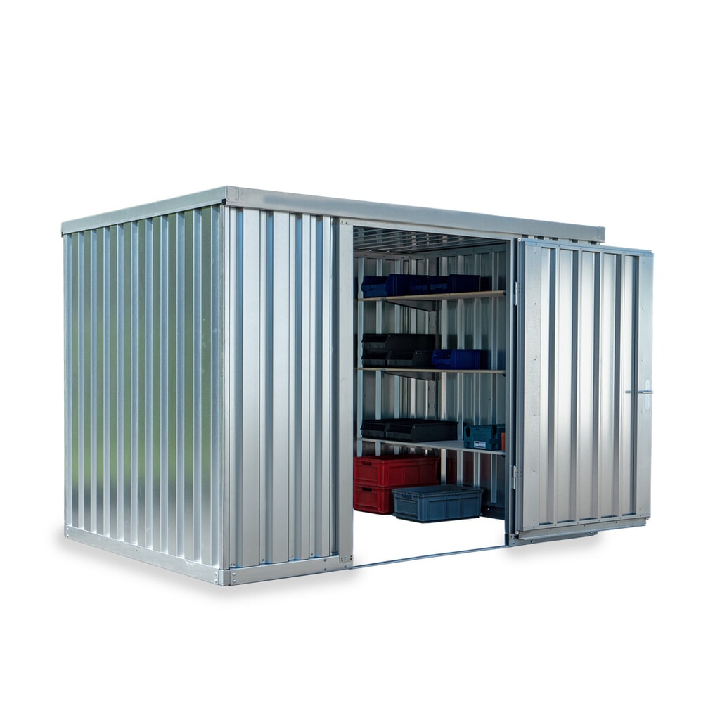 Produktabbildung: FLADAFI® Materialcontainer Einzelmodul, verzinkt, HxBxT 2.150 x 3.050 x 2.170 mm, zerlegt, ohne Holzfußboden