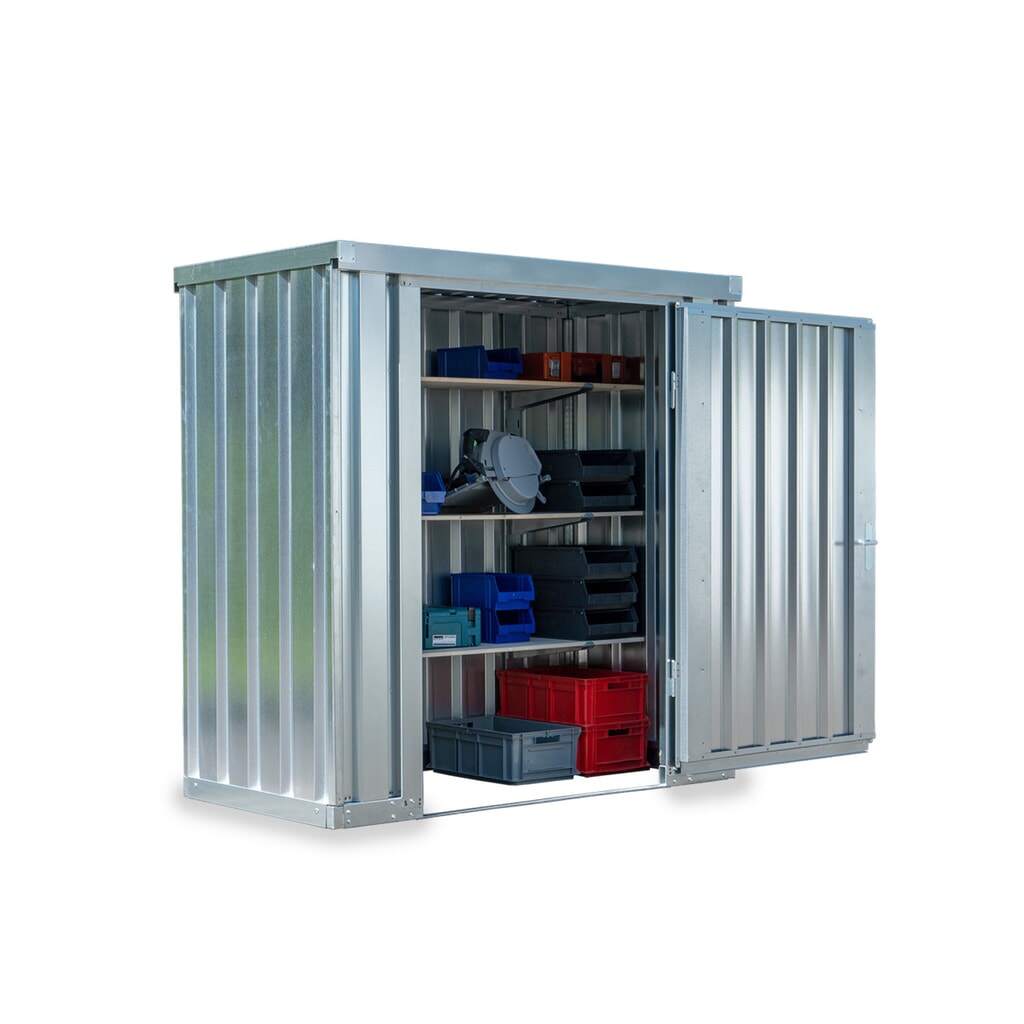 Produktabbildung: FLADAFI® Materialcontainer Einzelmodul, verzinkt, HxBxT 2.150 x 2.100 x 1.140 mm, zerlegt, ohne Holzfußboden