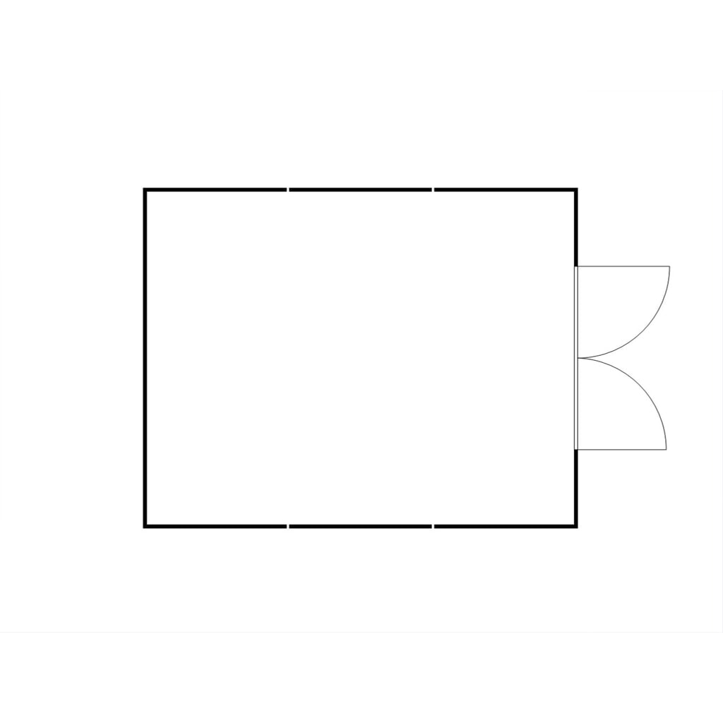 Produktabbildung Nr. 2: FLADAFI® Materialcontainer-Kombination, isoliert, 30 m², mit Holzfußboden, HxBxT 2.405 x 5.080 x 6.520 mm, Doppelflügeltür, mittig in Stirnseite