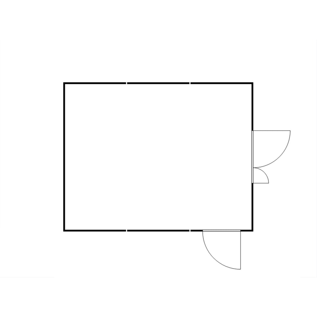 Produktabbildung Nr. 2: FLADAFI® Materialcontainer-Kombination, zerlegt, 32 m², mit Holzfußboden, HxBxT 2.150 x 5.080 x 6.520 mm, Doppelflügeltür (asymmetrische Teilung), mittig in Stirnseite, Zusatztür