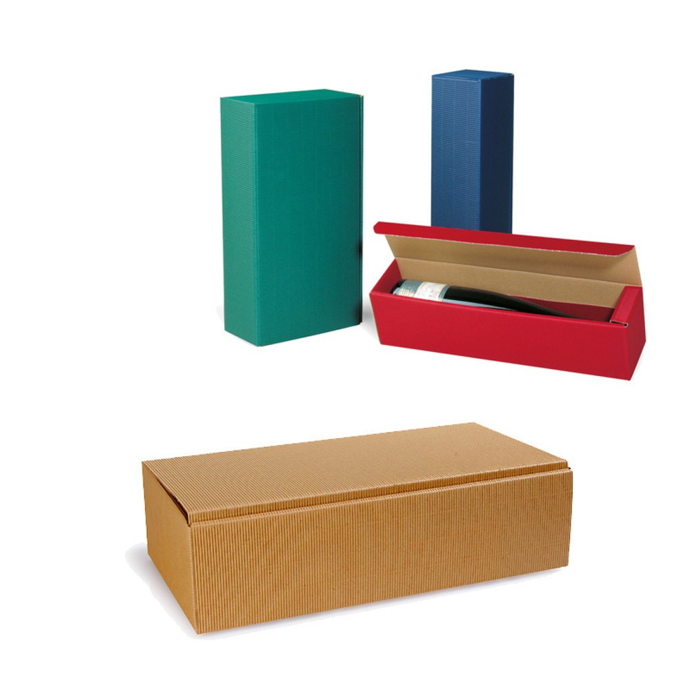 Produktabbildung: Flaschen-Präsentkarton 2er, 361 x 188 x 94 mm, natur, offene Welle
