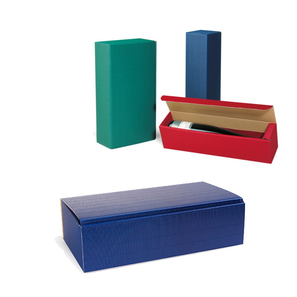 Produktabbildung: Flaschen-Präsentkarton 2er, 361 x 188 x 94 mm, saphirblau, offene Welle