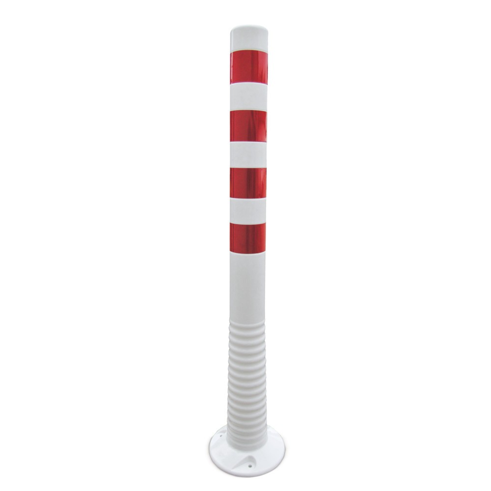 Produktabbildung Nr. 1: Flexible Sperrpfosten, Ø 80 mm, Höhe 300 mm, weiß/rot  - TPE - 0,54 kg