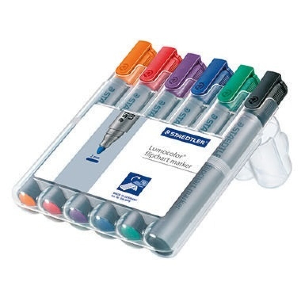 STAEDTLER Flipchartmarker Lumocolor 356 WP6 sort. 6 St./Pack. Produktabbildung: STAEDTLER Flipchartmarker Lumocolor 356 WP6 sort. 6 St./Pack.