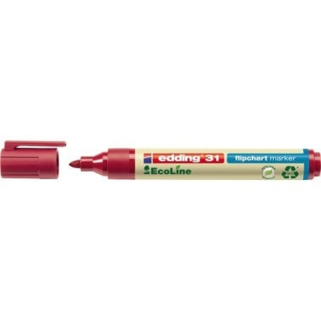Produktabbildung: edding Flipchartmarker 31 EcoLine 4-31002 1,5-3mm Rundspitze rot