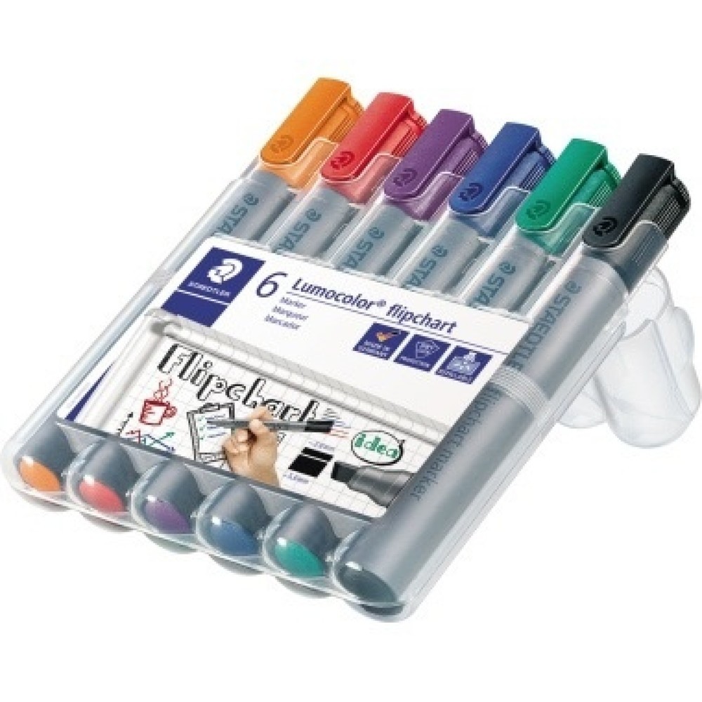 Produktabbildung: STAEDTLER Flipchartmaker Lumocolor 356 B WP6 2-5mm sort. 6 St./Pack.