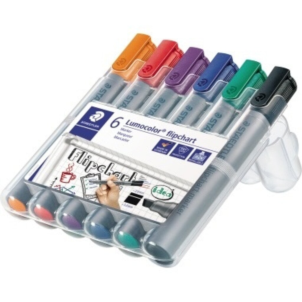 STAEDTLER Flipchartmaker Lumocolor 356 B WP6 2-5mm sort. 6 St./Pack. Produktabbildung: STAEDTLER Flipchartmaker Lumocolor 356 B WP6 2-5mm sort. 6 St./Pack.