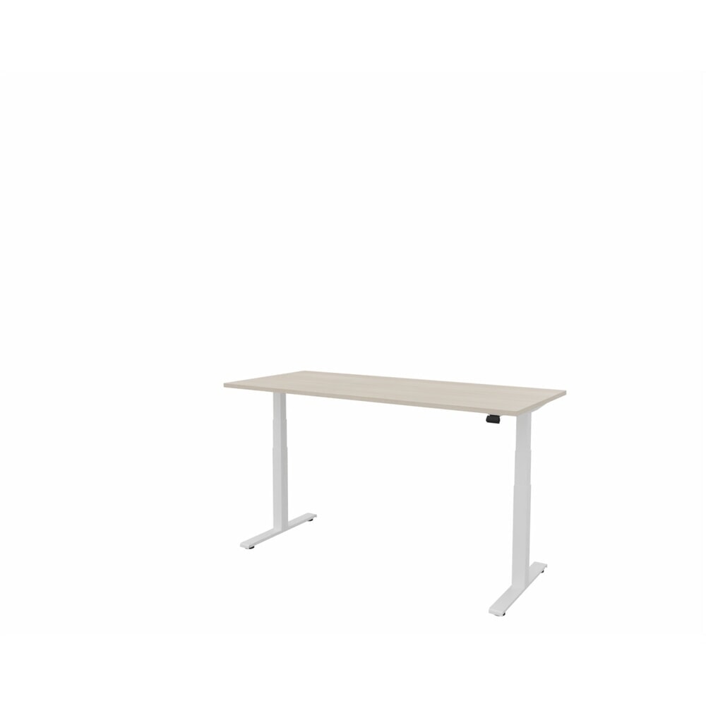 Produktabbildung: FM Büromöbel elektrisch höhenverstellbarer Schreibtisch fouraction, BxT 1.800 x 800 mm, ohne Memory-Schalter, akazie hell, verkehrsweiß