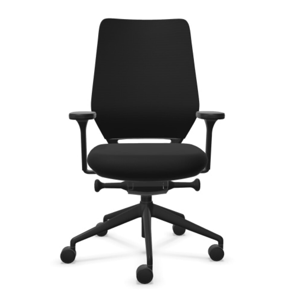 Produktabbildung: FM Büromöbel Schwerlast-Bürostuhl FM asiento, Synchronmechanik, 4D Armlehnen, Rückenlehne mit 3D-Strickgewebe, komfort bezogen, ohne Lordosenstütze, schwarz