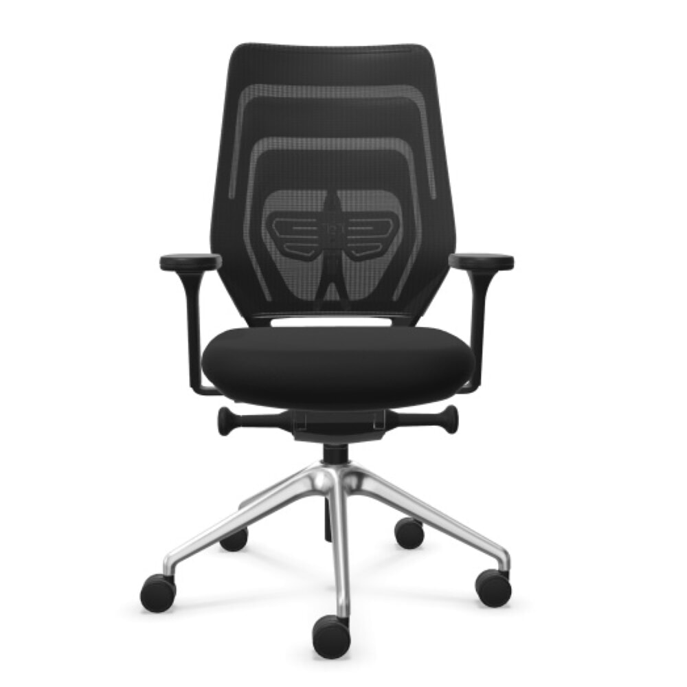 Produktabbildung: FM Büromöbel Schwerlast-Bürostuhl FM asiento, Synchronmechanik, 4D Armlehnen, 3D Sitzneigefunktion, Rückenlehne mit 3D-Strickgewebe, transparent bezogen, mit Lordosenstütze, schwarz