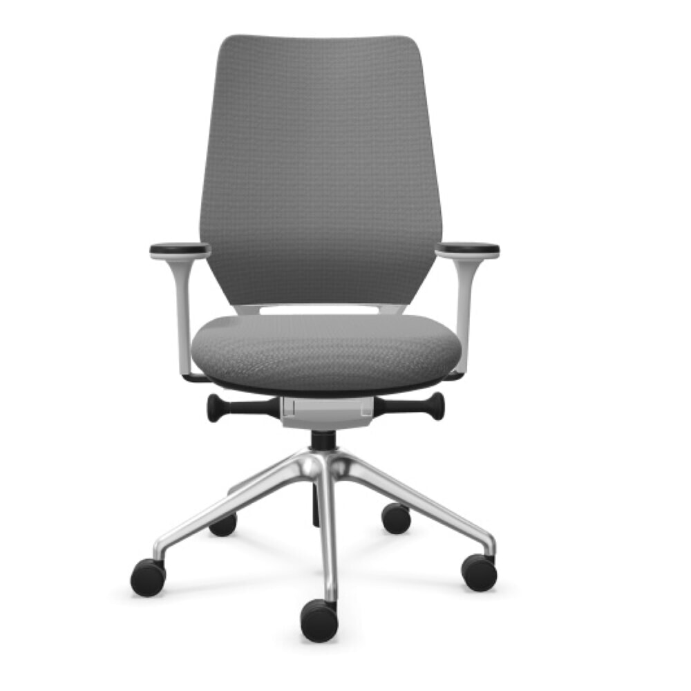 Produktabbildung: FM Büromöbel Schwerlast-Bürostuhl FM asiento, Synchronmechanik, 4D Armlehnen, 3D Sitzneigefunktion, Rückenlehne mit 3D-Strickgewebe, komfort bezogen, mit Lordosenstütze, hellgrau