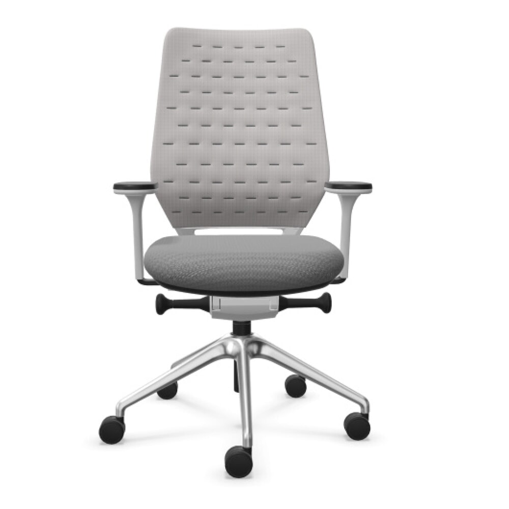 Produktabbildung: FM Büromöbel Schwerlast-Bürostuhl FM asiento, Synchronmechanik, 4D Armlehnen, 3D Sitzneigefunktion, Rückenlehne mit 3D-Strickgewebe, supersoft bezogen, ohne Lordosenstütze, hellgrau