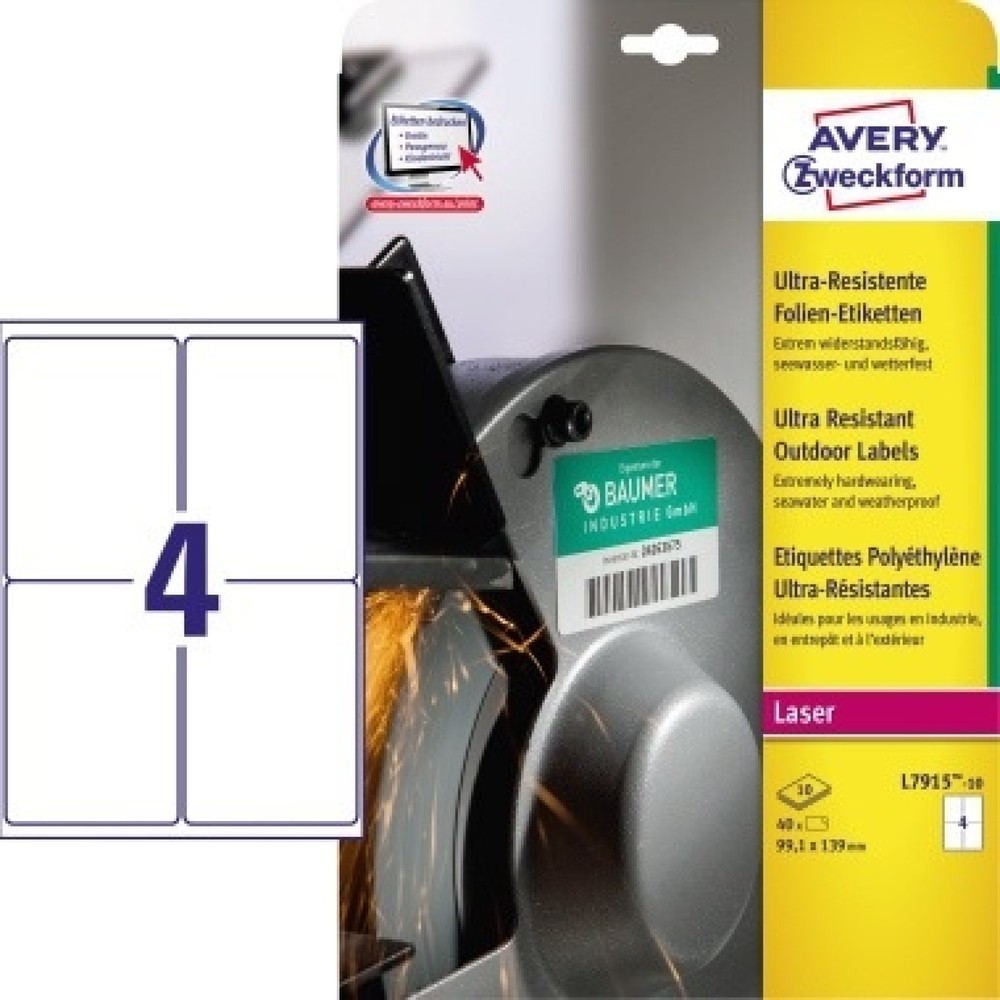 Produktabbildung: Avery Zweckform Folienetikett L7915-10 210x148mm 40 St./Pack.