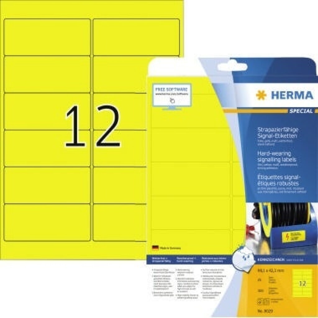 Produktabbildung: HERMA Signaletikett 8029 99,1x42,3mm gelb 300 St./Pack.