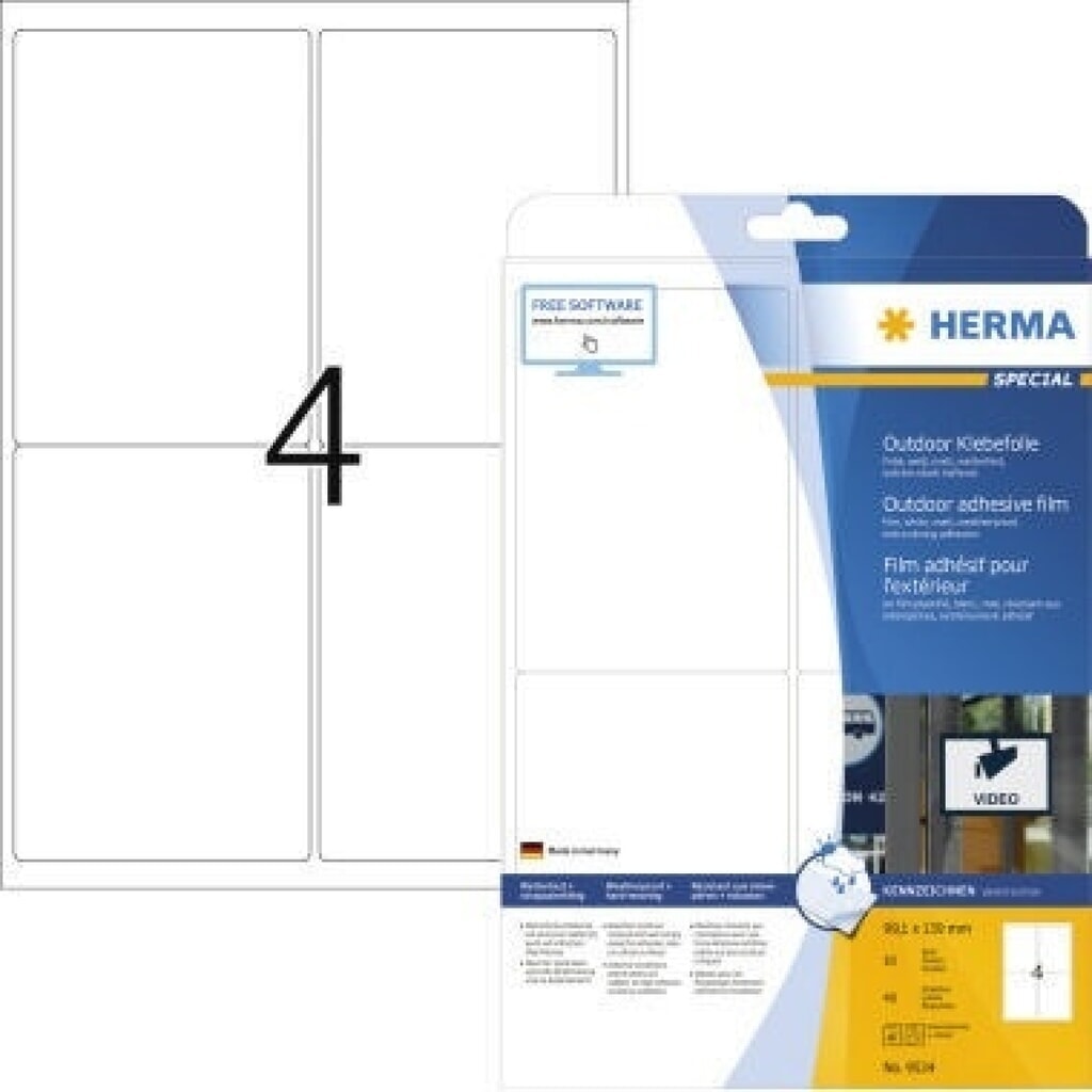 HERMA Outdoor Etikett Special 9534 99,1x139mm weiß 40 St./Pack. Produktabbildung: HERMA Outdoor Etikett Special 9534 99,1x139mm weiß 40 St./Pack.