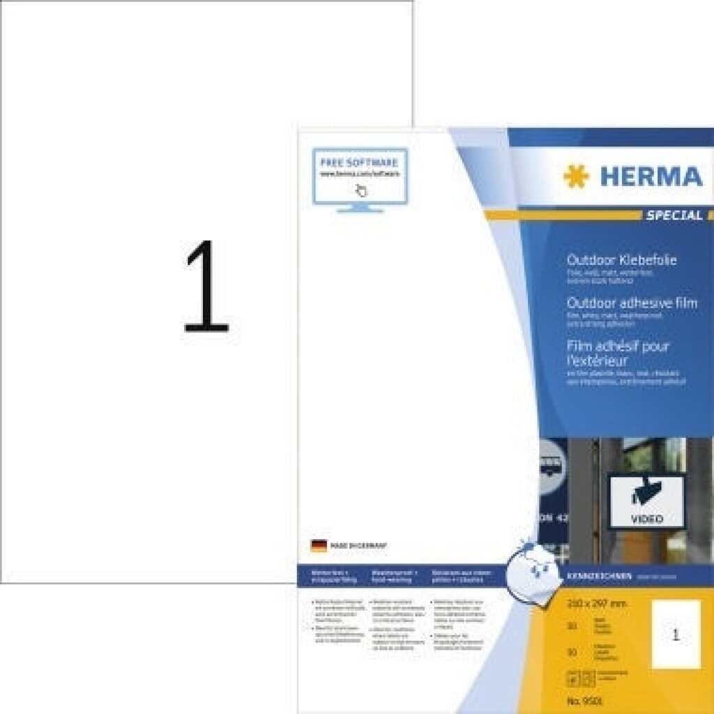 Produktabbildung Nr. 1: HERMA Outdoor Etikett DIN A4 weiß 50 St./Pack.