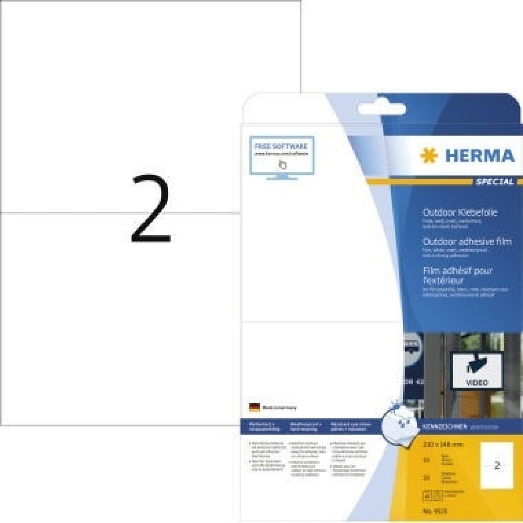 HERMA Folienetikett 9535 210x148mm weiß 20 St./Pack. Produktabbildung: HERMA Folienetikett 9535 210x148mm weiß 20 St./Pack.