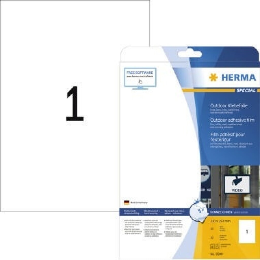 HERMA Folienetikett 9500 210x297mm weiß 10 St./Pack. Produktabbildung: HERMA Folienetikett 9500 210x297mm weiß 10 St./Pack.