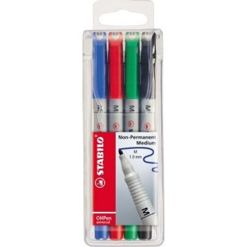 Produktabbildung: STABILO Folienschreiber OHPen 853/4 M 1mm sortiert 4 St./Pack.