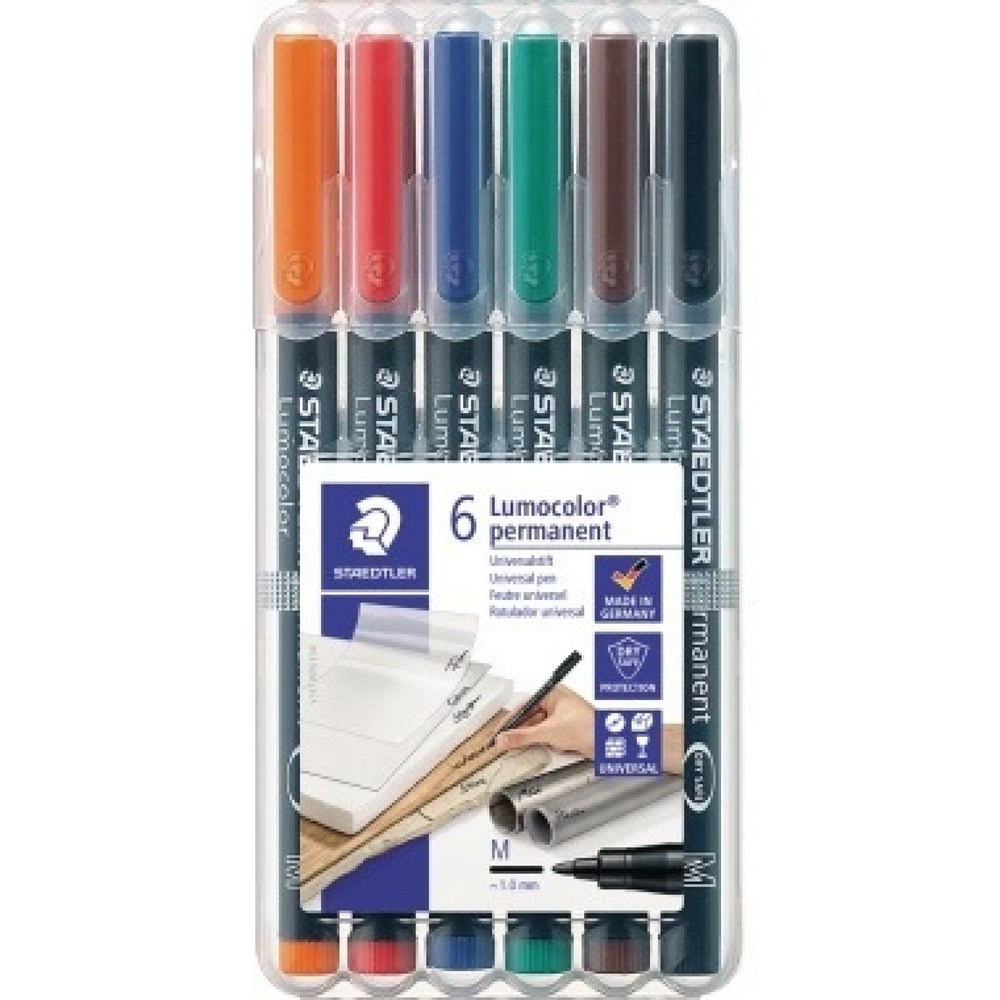 Produktabbildung: STAEDTLER Folienschreiber Lumocolor 317 WP6 1mm sortiert 6 St./Pack.