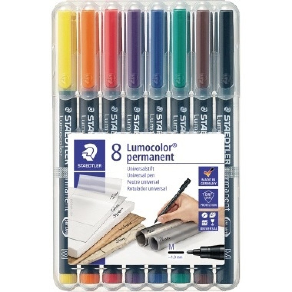 Produktabbildung: STAEDTLER Folienschreiber Lumocolor 317 WP8 1mm sortiert 8 St./Pack.