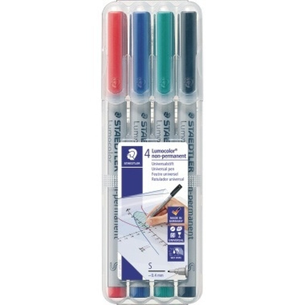 STAEDTLER Folienschreiber Lumocolor 311 WP4 0,4mm sortiert 4 St./Pack. Produktabbildung Nr. 1: STAEDTLER Folienschreiber Lumocolor 311 WP4 0,4mm sortiert 4 St./Pack.