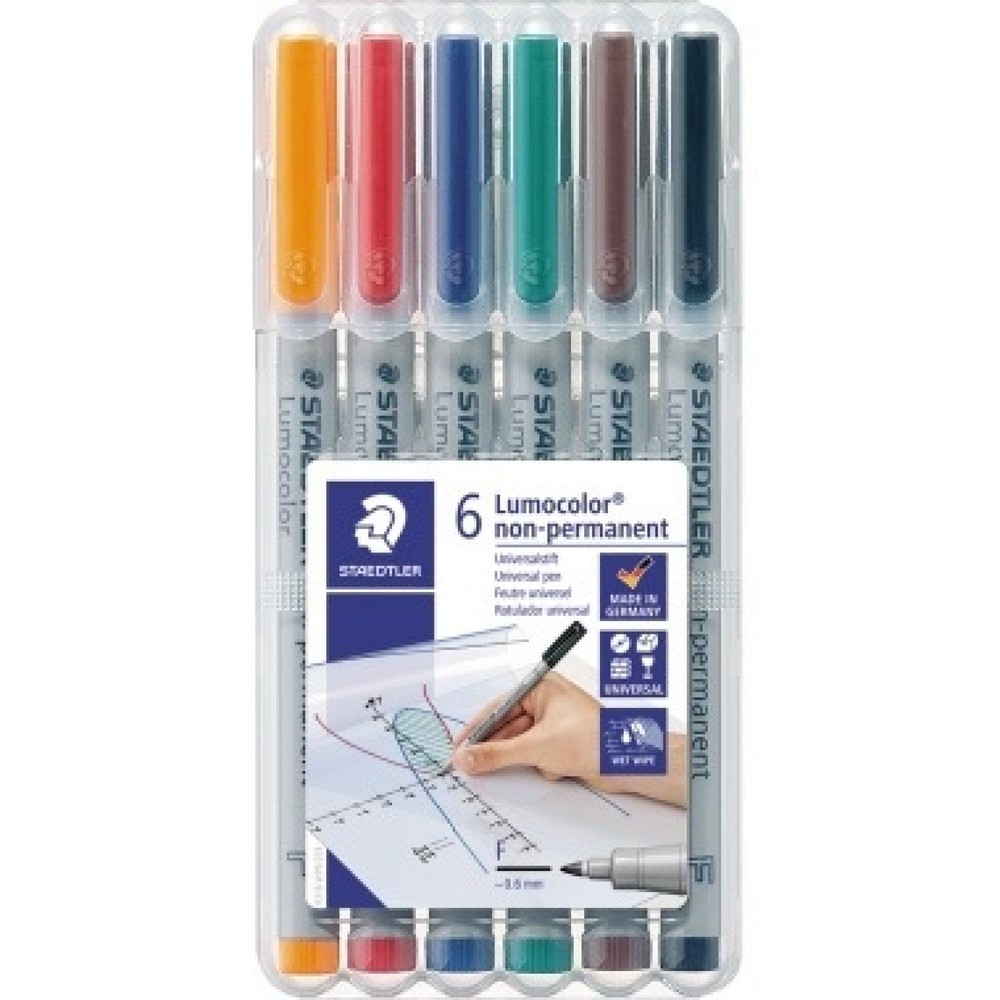 Produktabbildung: STAEDTLER Folienschreiber Lumocolor 316 WP6 0,6mm sortiert 6 St./Pack.