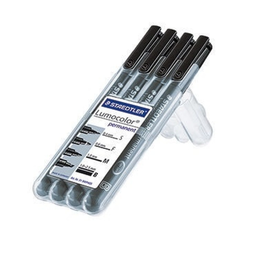 Produktabbildung: STAEDTLER Folienschreiber Lumocolor 31-9WP4GS 0,4-2,5mm sw 4 St./Pack.