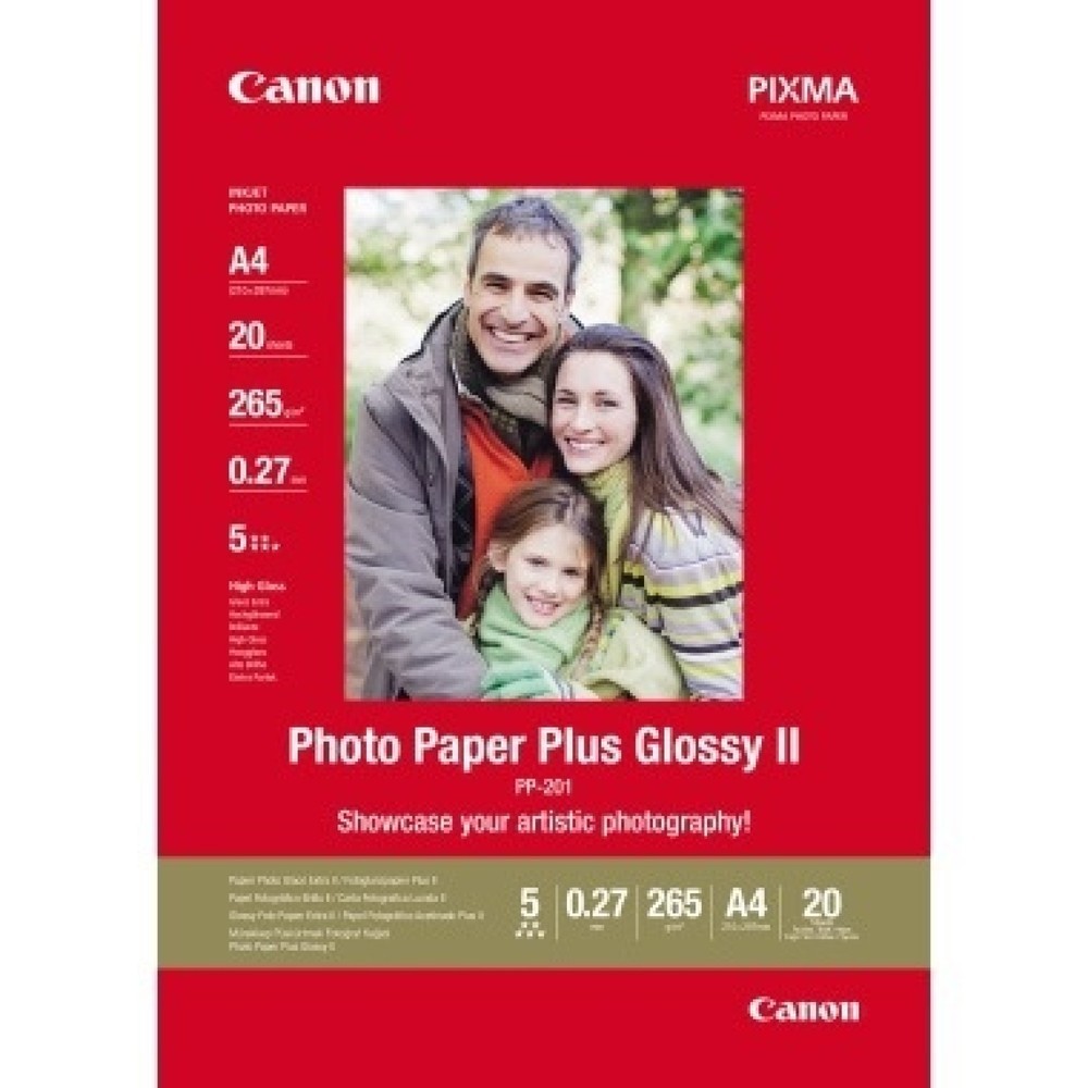 Produktabbildung: Canon Fotopapier Plus Glossy II PP201/A4 DIN A4 weiß 20 Bl./Pack.