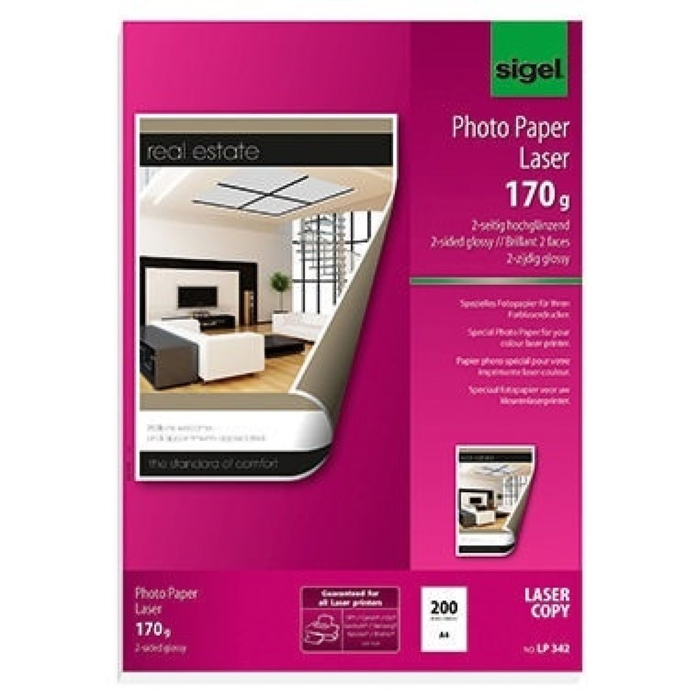 Produktabbildung: Sigel Fotopapier LP342 DIN A4 170g weiß 200 Bl./Pack.