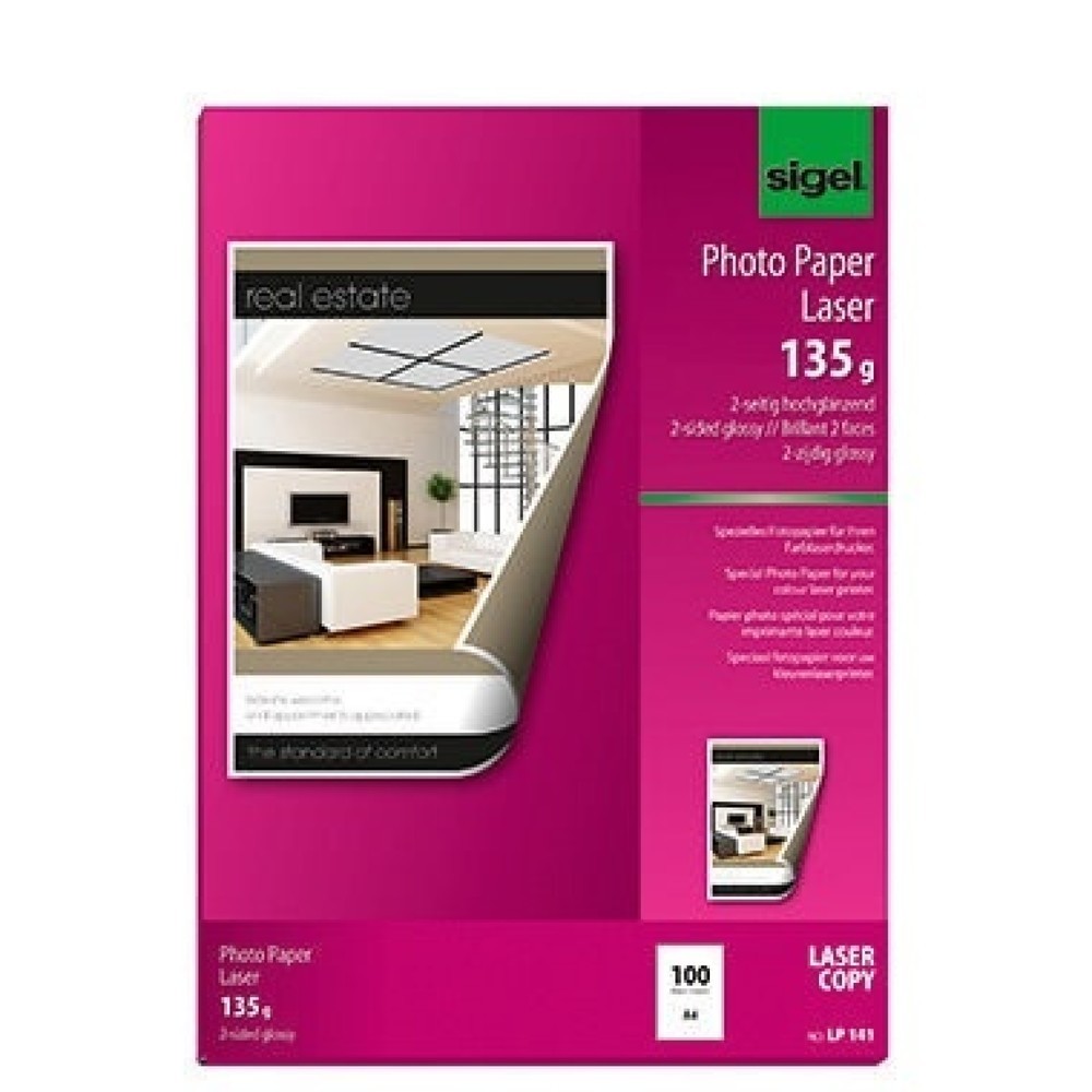 Produktabbildung: Sigel Fotopapier LP141 DIN A4 135g hochweiß 100 Bl./Pack.