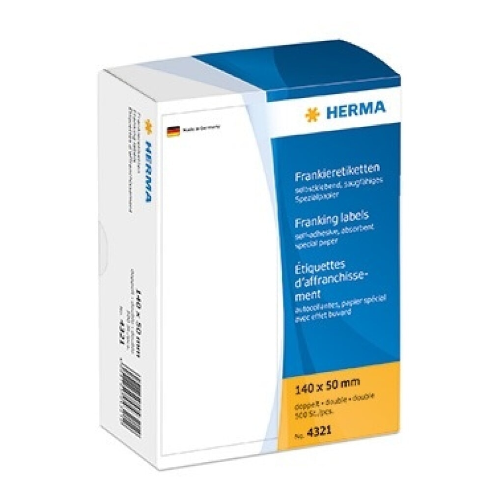 Produktabbildung: HERMA Frankieretikett 4321 140x50mm doppelt weiß 500 St./Pack.