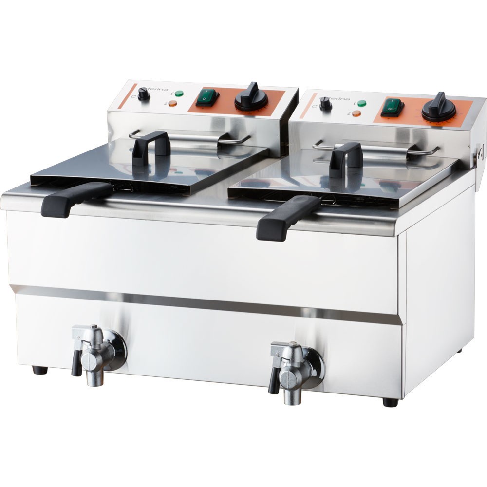 Illustration du produit: Friteuse double CATERINA Stalgast, 2 x 8 litres, avec robinet de vidange 610x510x390 mm (L x P x H), 2 x 3 kW 230V