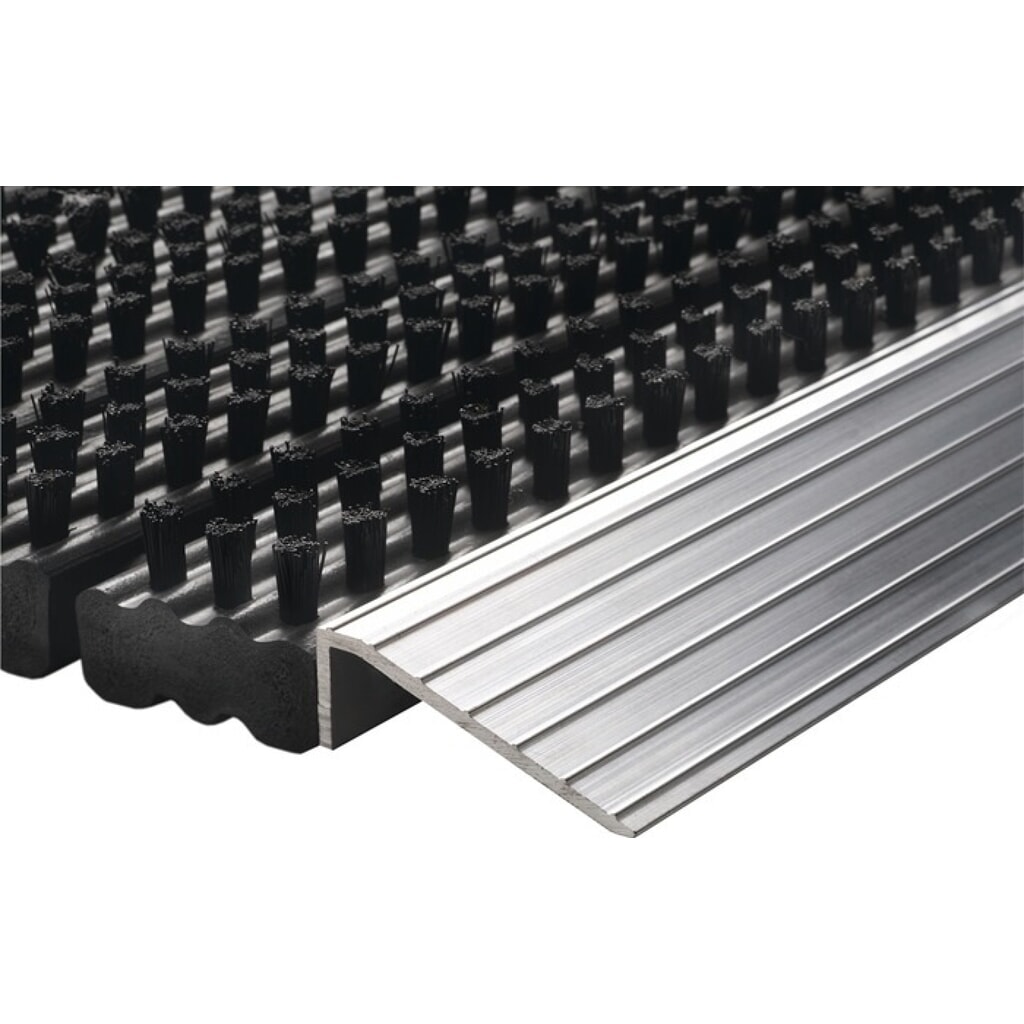 Produktabbildung: Fußmatte Alu-Anlaufkante, L430xB750xS22mm, schwarz/silber PP/Alu
