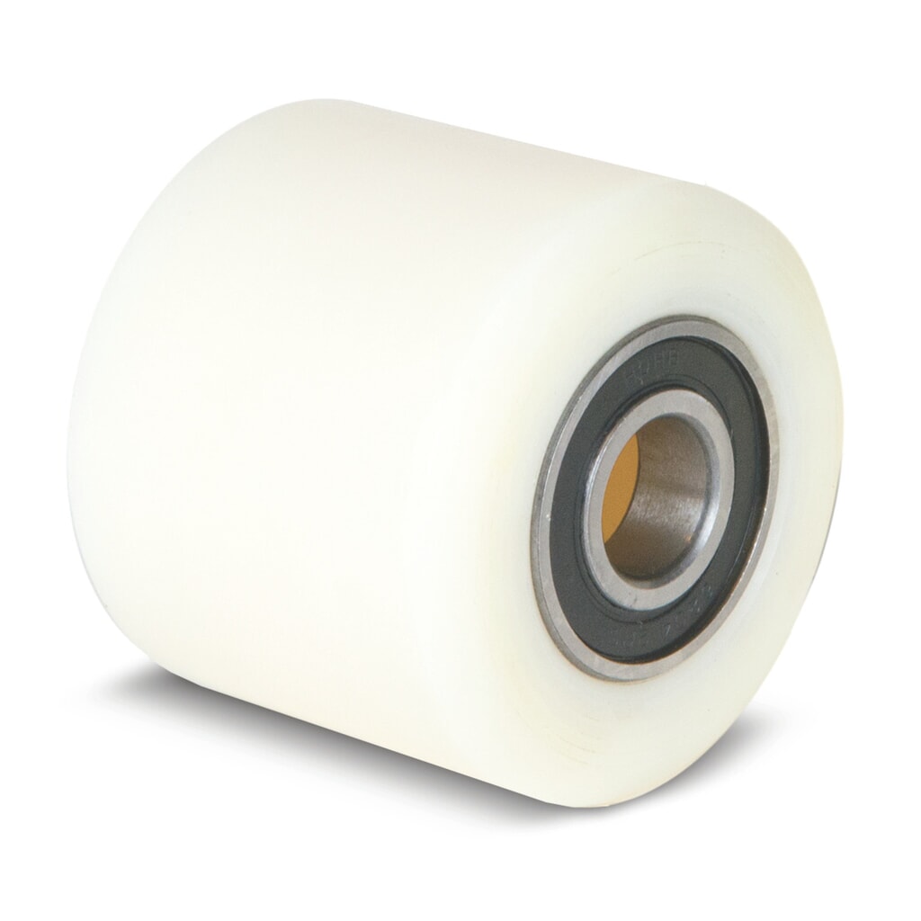 Gabelrolle für Handhubwagen Ameise® Typ ACY20, BASIC Typ DF20, Einfach, Nylon, Ø x Breite 74 x 93 mm Produktabbildung: Gabelrolle für Handhubwagen Ameise® Typ ACY20, BASIC Typ DF20, Einfach, Nylon, Ø x Breite 74 x 93 mm